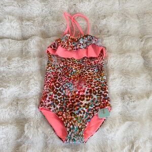 Luli Fama Pink Leopard Kids One Piece Swimsuit